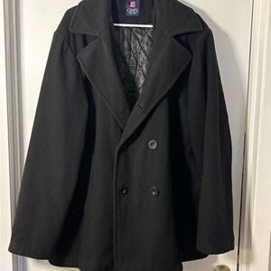 Chaps Classic Black Pea Coat